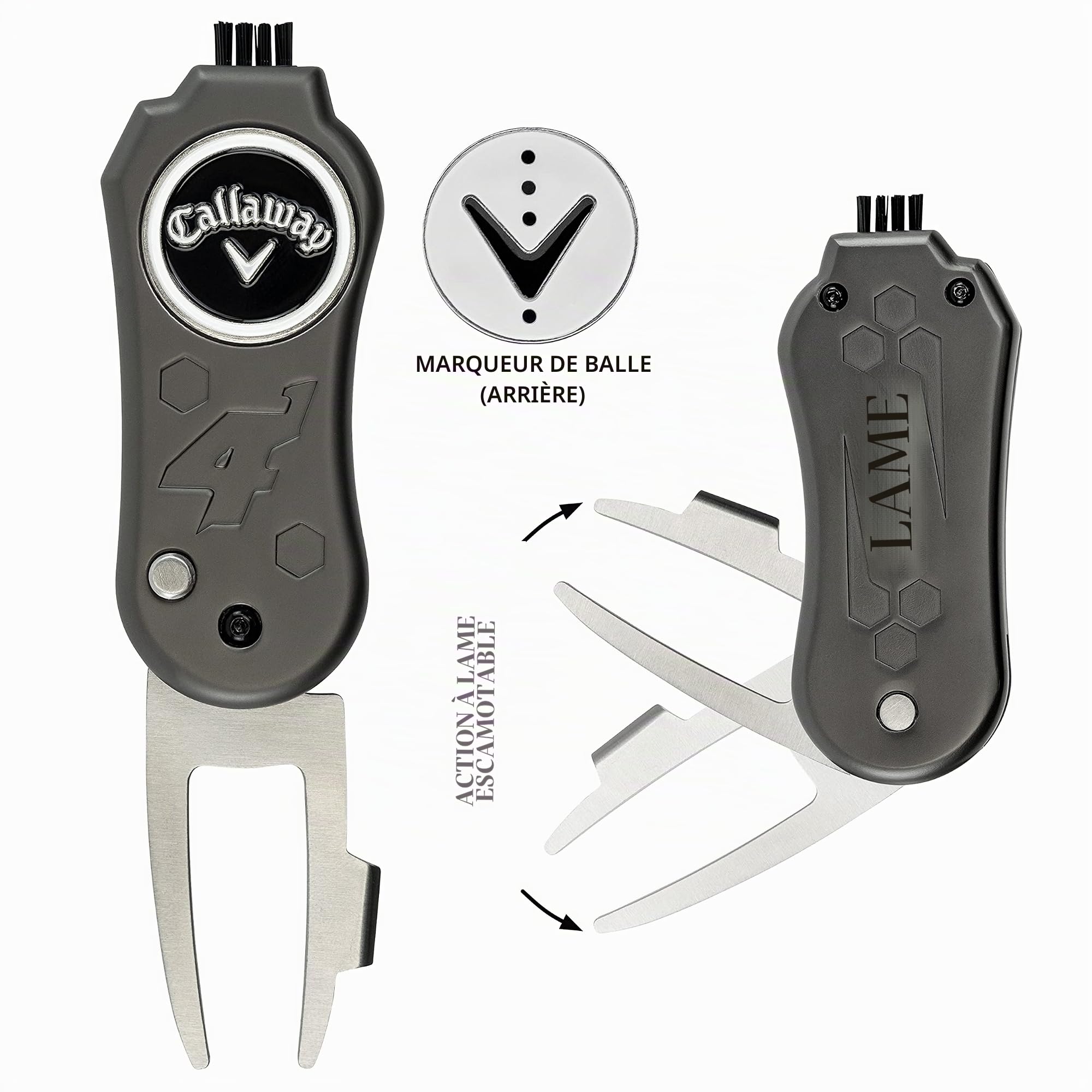 Callaway Outil de Divot 4 en 1 Lame Golf Unisexe, Black, Taille Unique