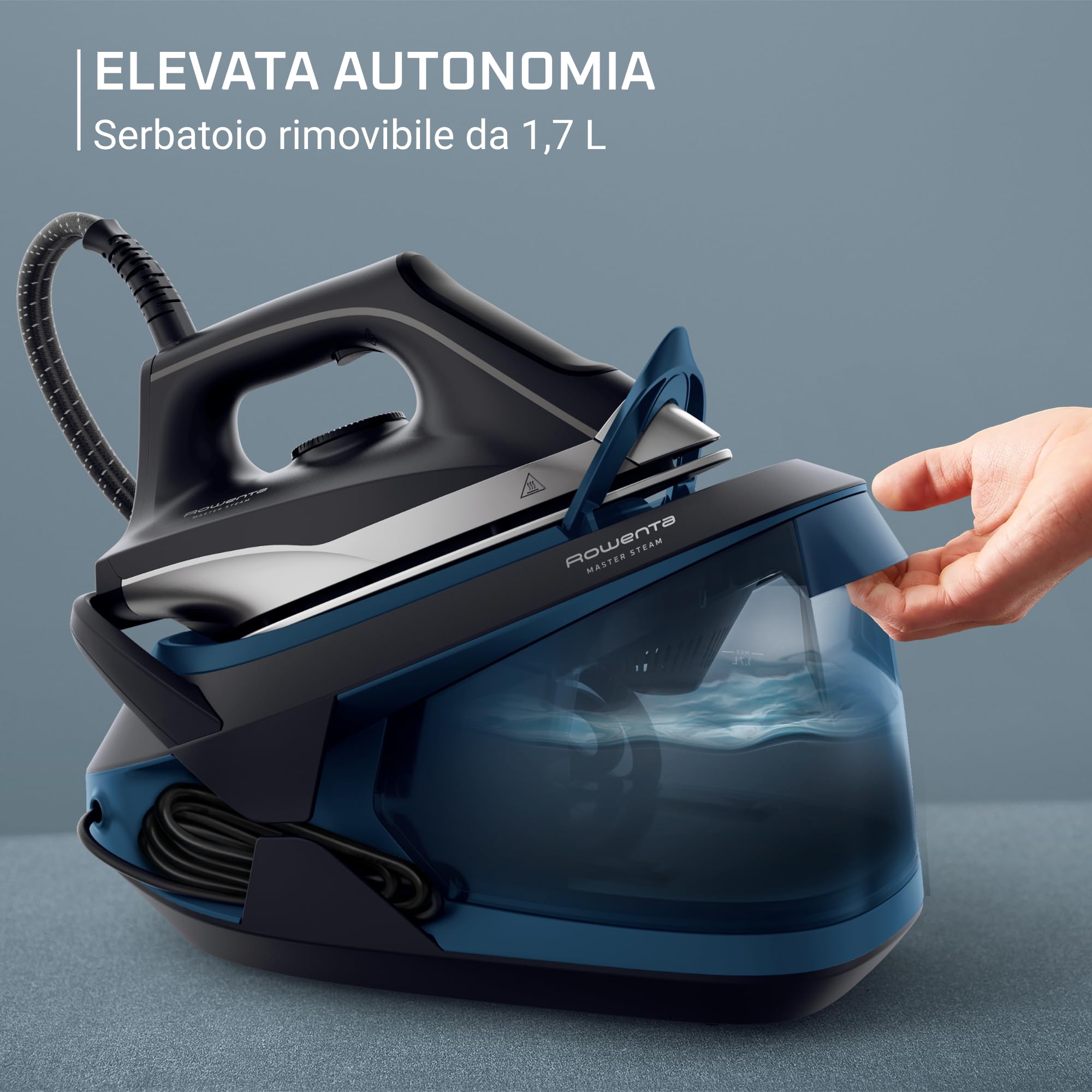 Rowenta Turbosteam, Ferro da Stiro con Generatore di Vapore ad Alte Prestazioni, Vapore Continuo da 120 g/min, Colpo Vapore da 370 g/min, Pressione 6.5 bar, Serbatoio da 1,7 L, Modalità Eco, VR8322