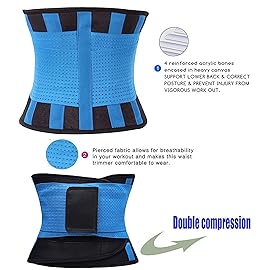 VENUZOR Waist Trainer Belt for Women - Waist Cincher Trimmer - Slimming Body Shaper Belt - Sport Girdle Belt (UP Graded)(Blue,X-Large)