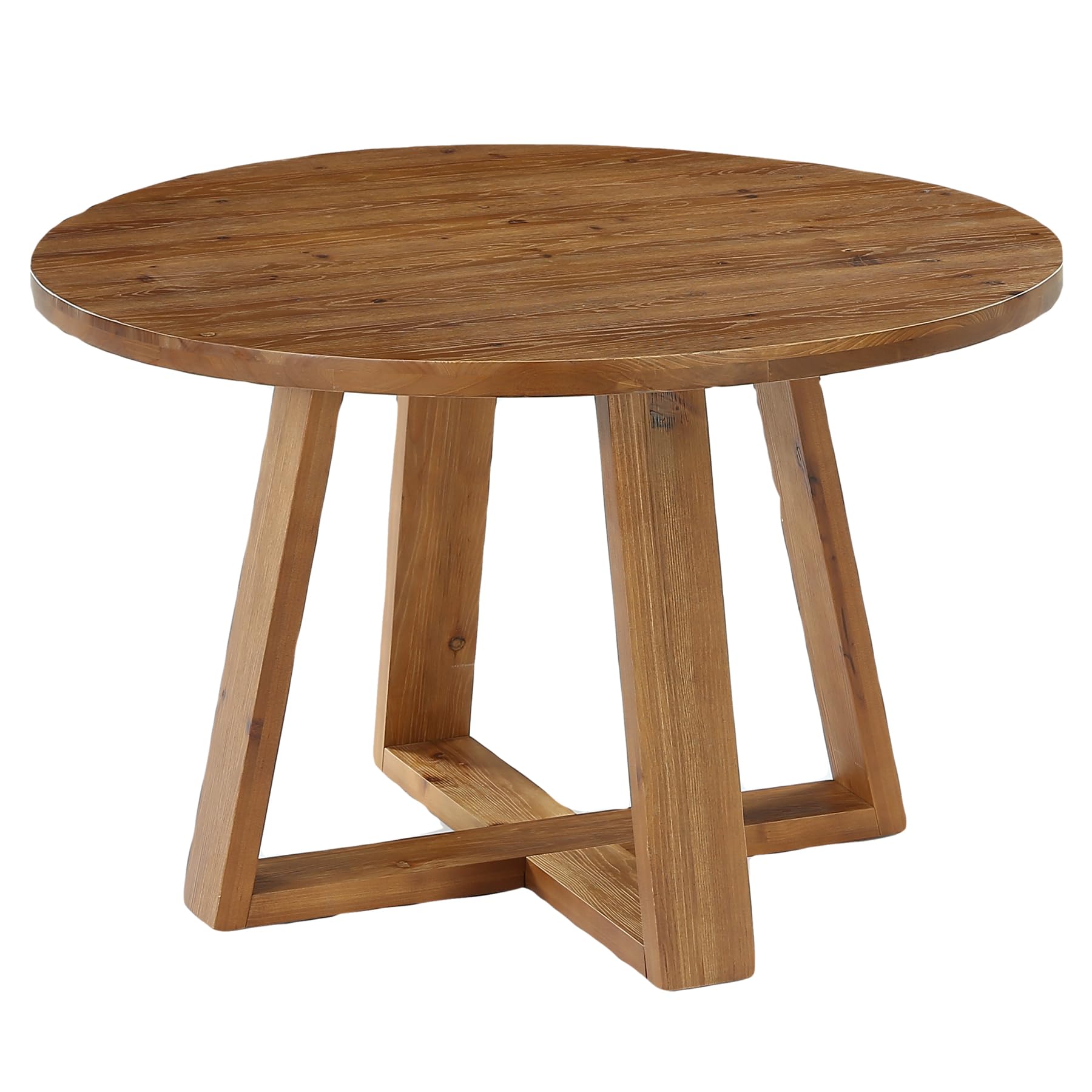Runder Esstisch 120 cm Massivholz – Landhausstil Küchentisch für 4 Personen, rustikaler Holztisch mit stabilen A-Beinen & Warmer Eichenoptik für Esszimmer, Küche, Wohnzimmer