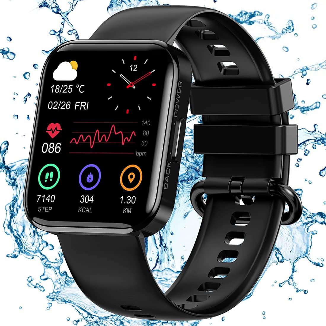 KOSPET Smart Watches for Men - IP68 Waterproof Fitness Smart Watch for Android iPhones with Heart Rate Blood Pressure Sleep Monitor - 1.71" Tactical Sports Running Smartwatch