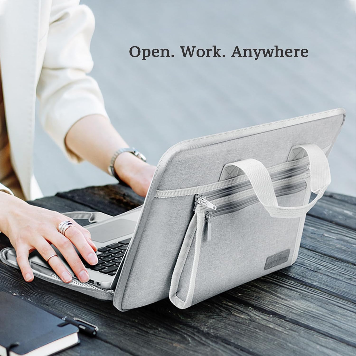 Laptop Sleeve 15.6 Inch, Waterproof Protective Cover Flip Top Case Briefcase Carrying Computer Bag Case Compatible with 15-16Inch HP, ASUS, Lenovo, Acer, Notebook, Chromebook,Gray (15-15.6 Inch)
