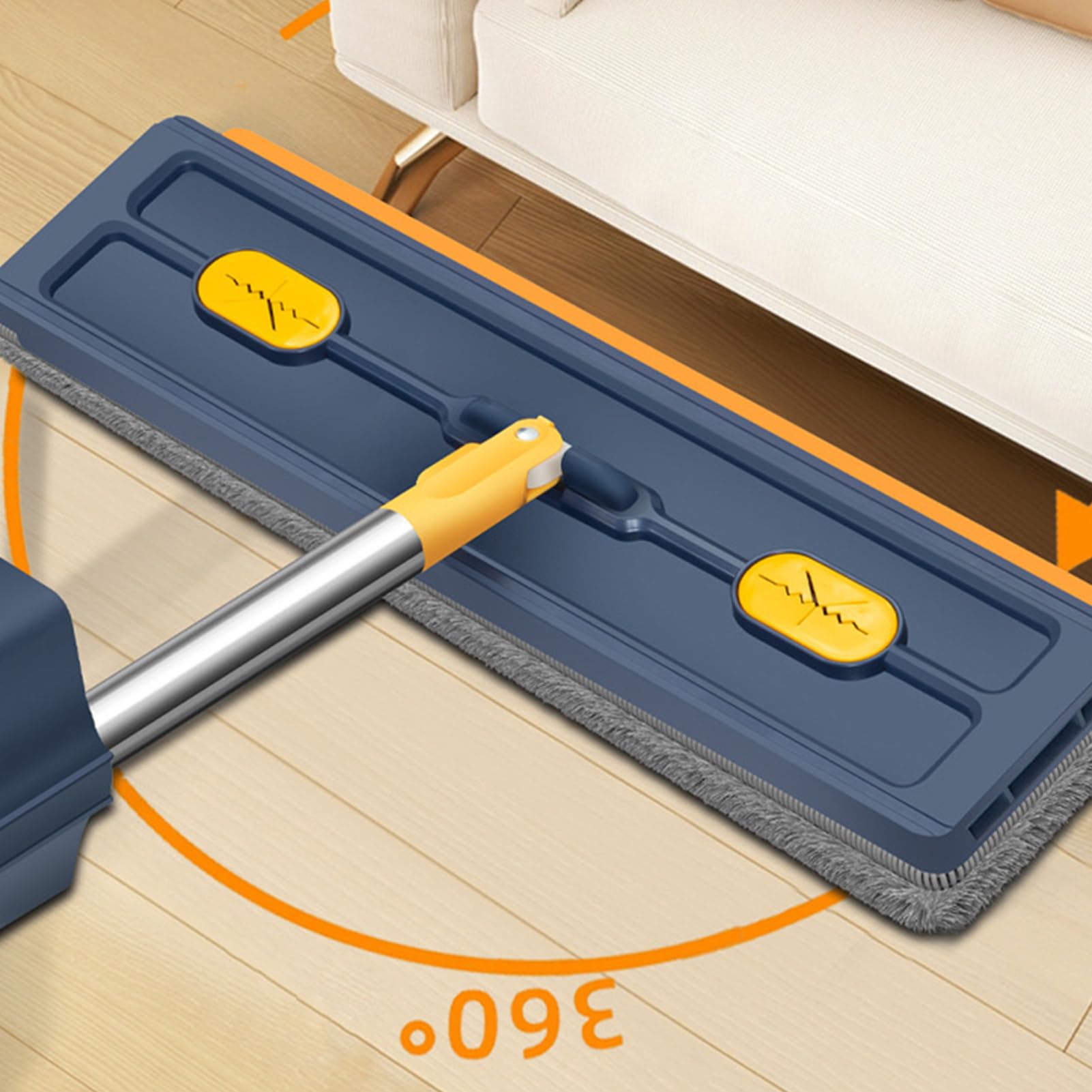 Mopa Plana Giratorio 360°, en Seco o Húmedo, Mango Largo | Mopa Plana de Suelo en Seco o Húmedo para Suelos de Cocina, Baño, Hogar, Comercial, Alfombra, Madera Dura, Baldosas y Más