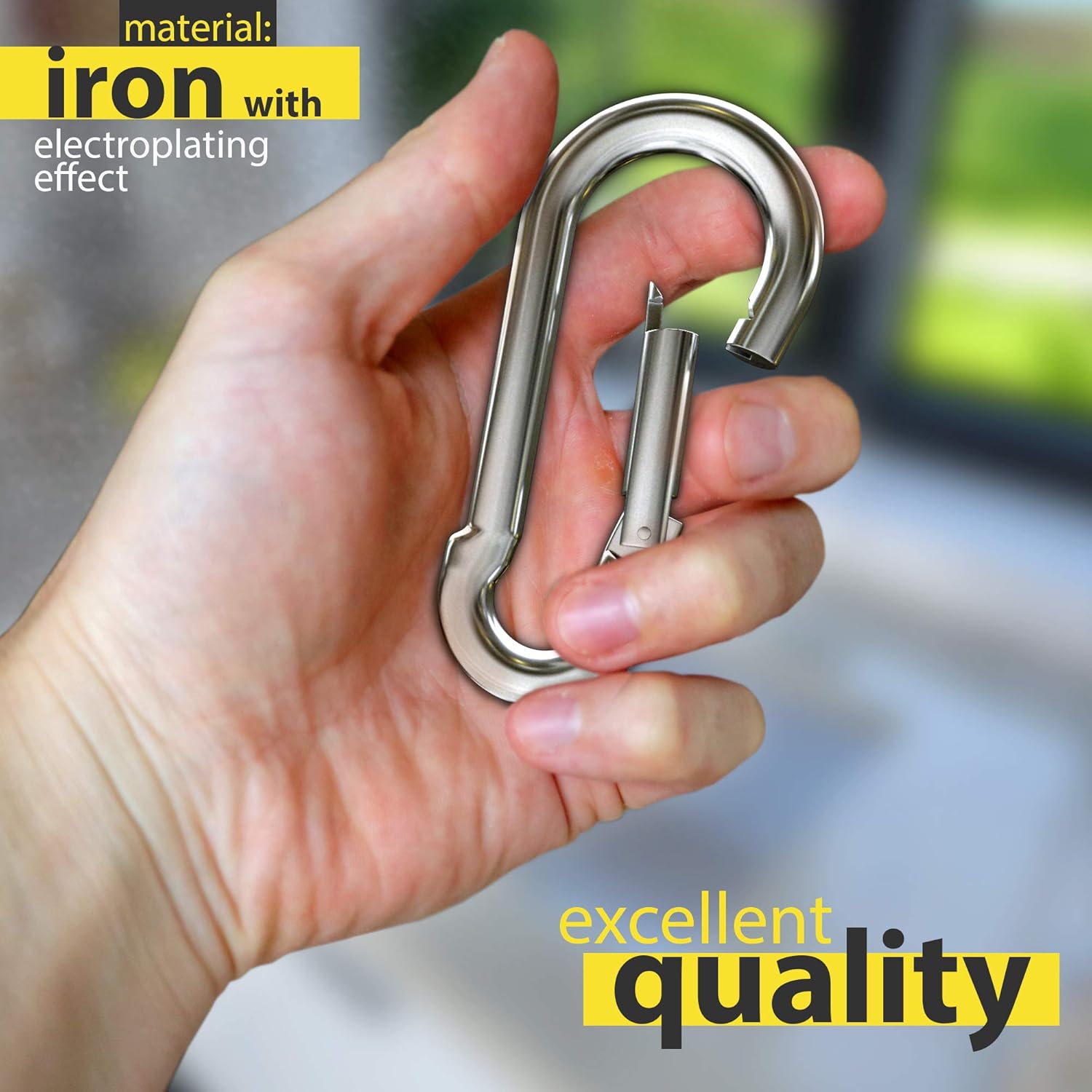 dimok Heavy Duty Carabiner Clips Stainless Galvanized Carbon Steel Spring Snap Hook Set for Camping Swing Boating Hammock Hiking 3 1/2 Inch - Image 3