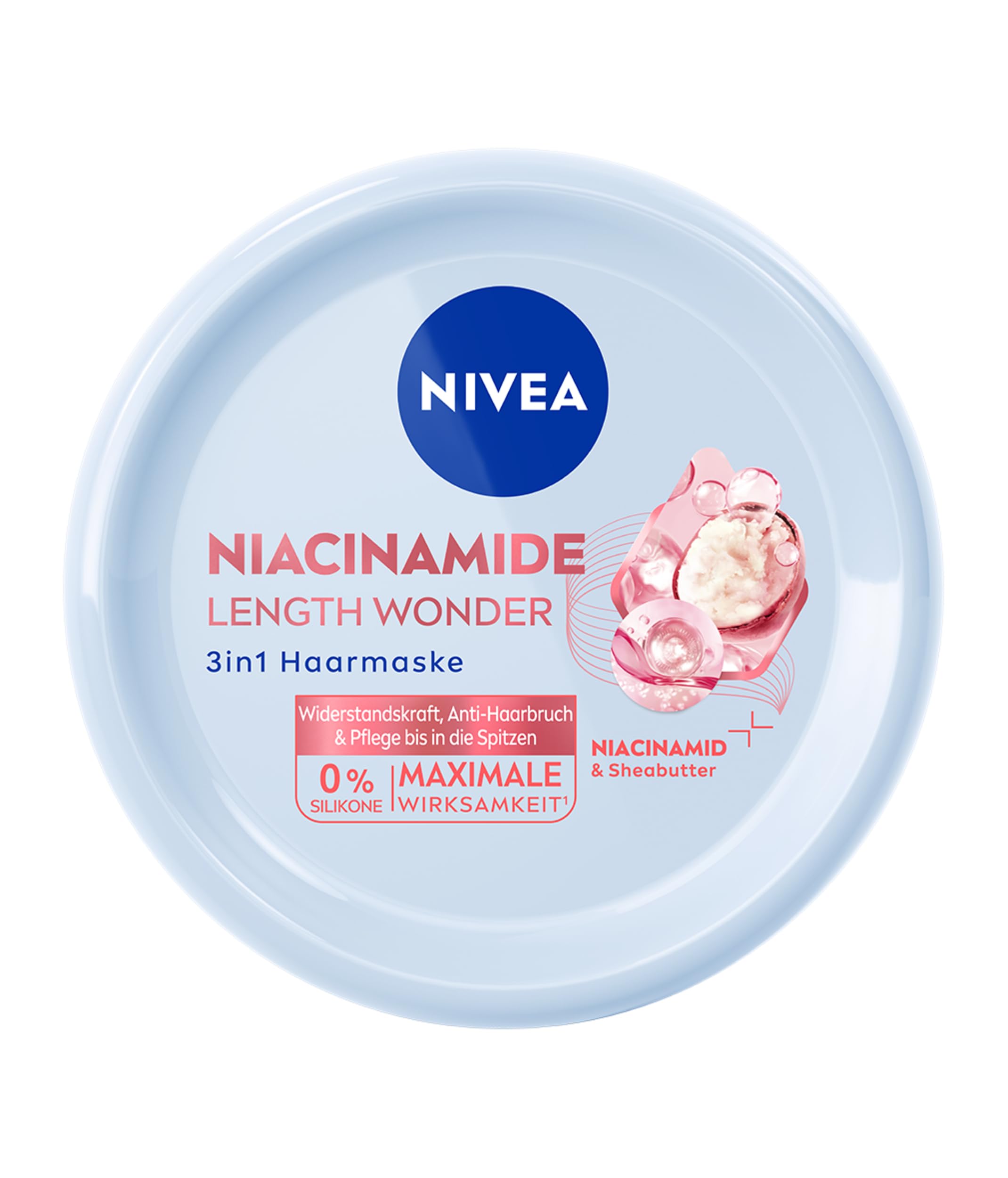NIVEA Niacinamid Length Wonder 3in1 Haarmaske, stärkende Haarkur mit Niacinamid und Sheabutter, 3in1 Maske für langes Haar ohne Spliss (200 ml)