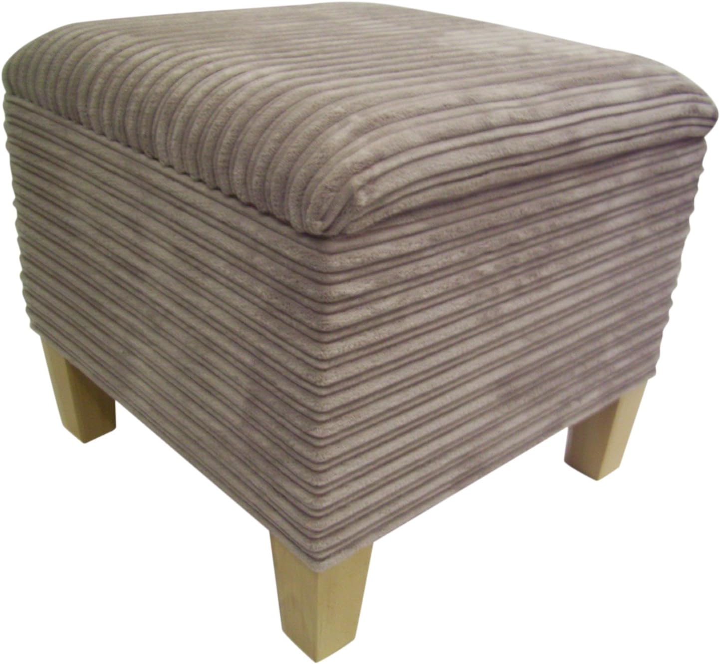 Large Mink Jumbo Cord Fabric with Beech Legs Storage Box/Pouffe/Footstool By HF Direct