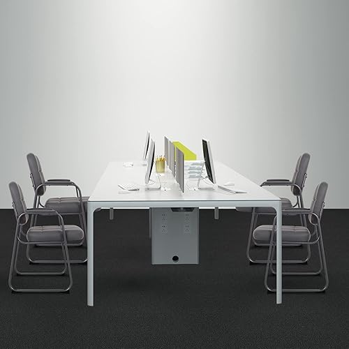 Vista 50 de CLATINA Silla de invitados para sala de espera con reposabrazos acolchado de cuero regenerado para oficina, recepción y escritorio de conferencias