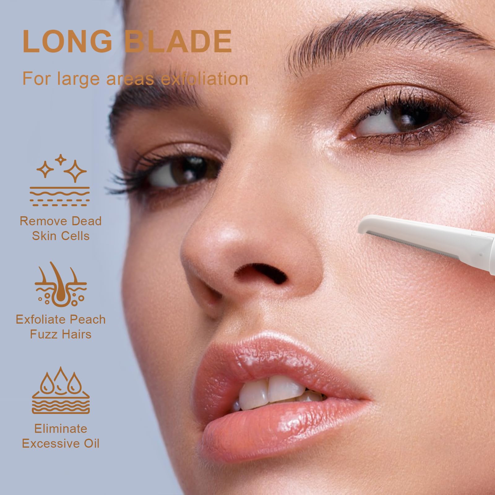 Leipple Eyebrow Razors Eyebrow Trimmer Portable Eyebrow face Razors Trimmer Facial Hair Shaver Eyebrow Remover Exfoliating Dermaplaning Tool with Precision Cover for Women and Men (Beige) - Image 3