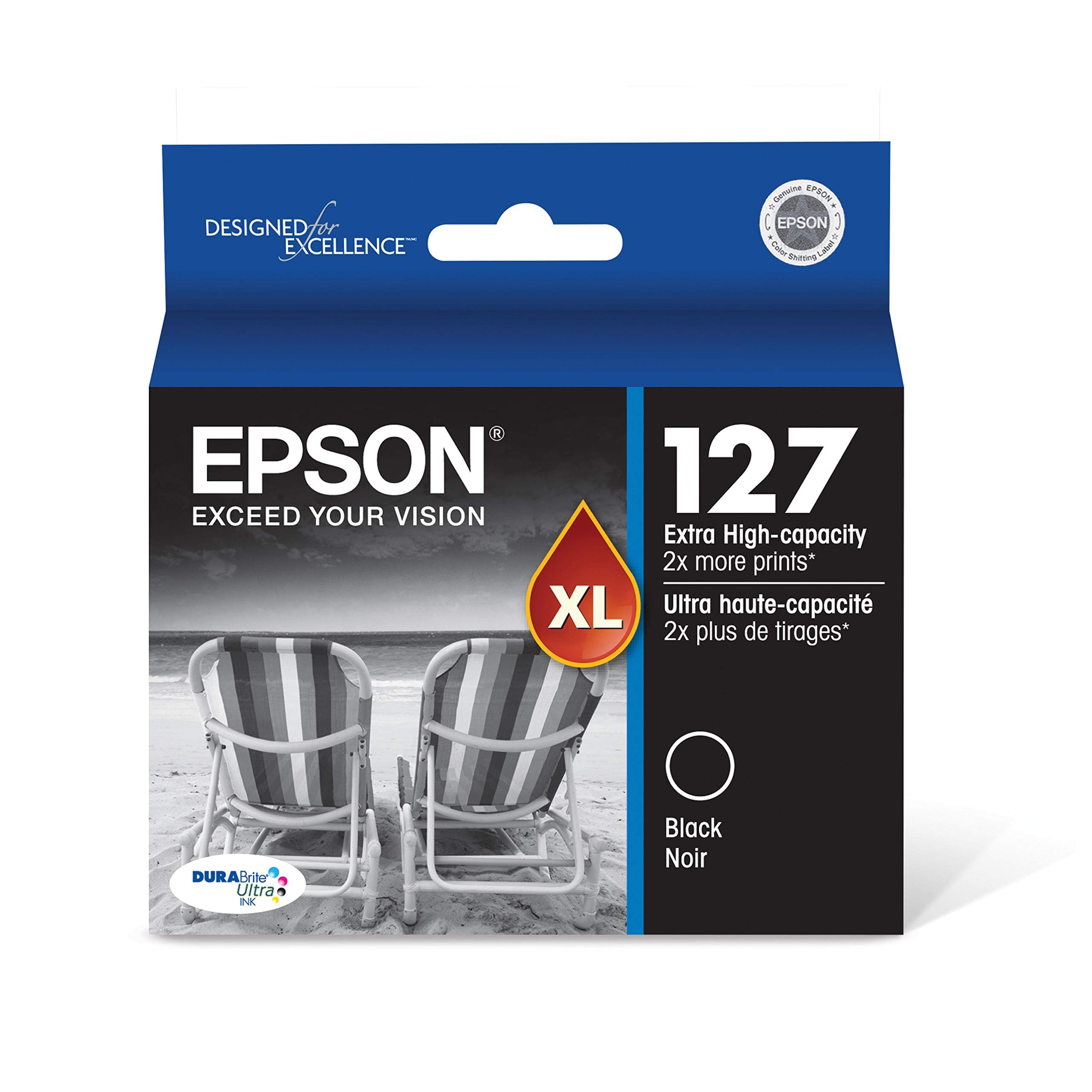 Epson T127 DURABrite Ultra 127 Extra High-Capacity Inkjet Genuine Ink Cartridge Black (T127120)