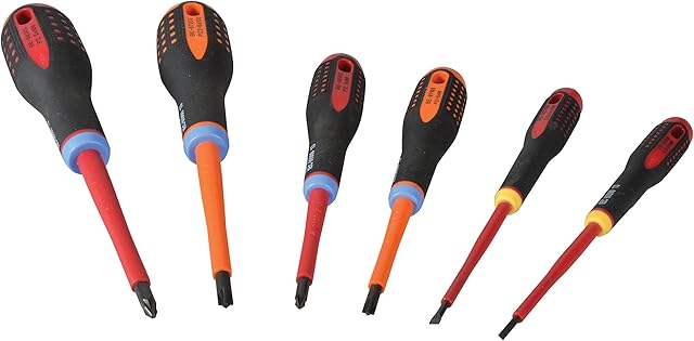 Bahco BE-9884S ERGO Mixed Insulated Screwdriver (Pack of 6),!Gray
