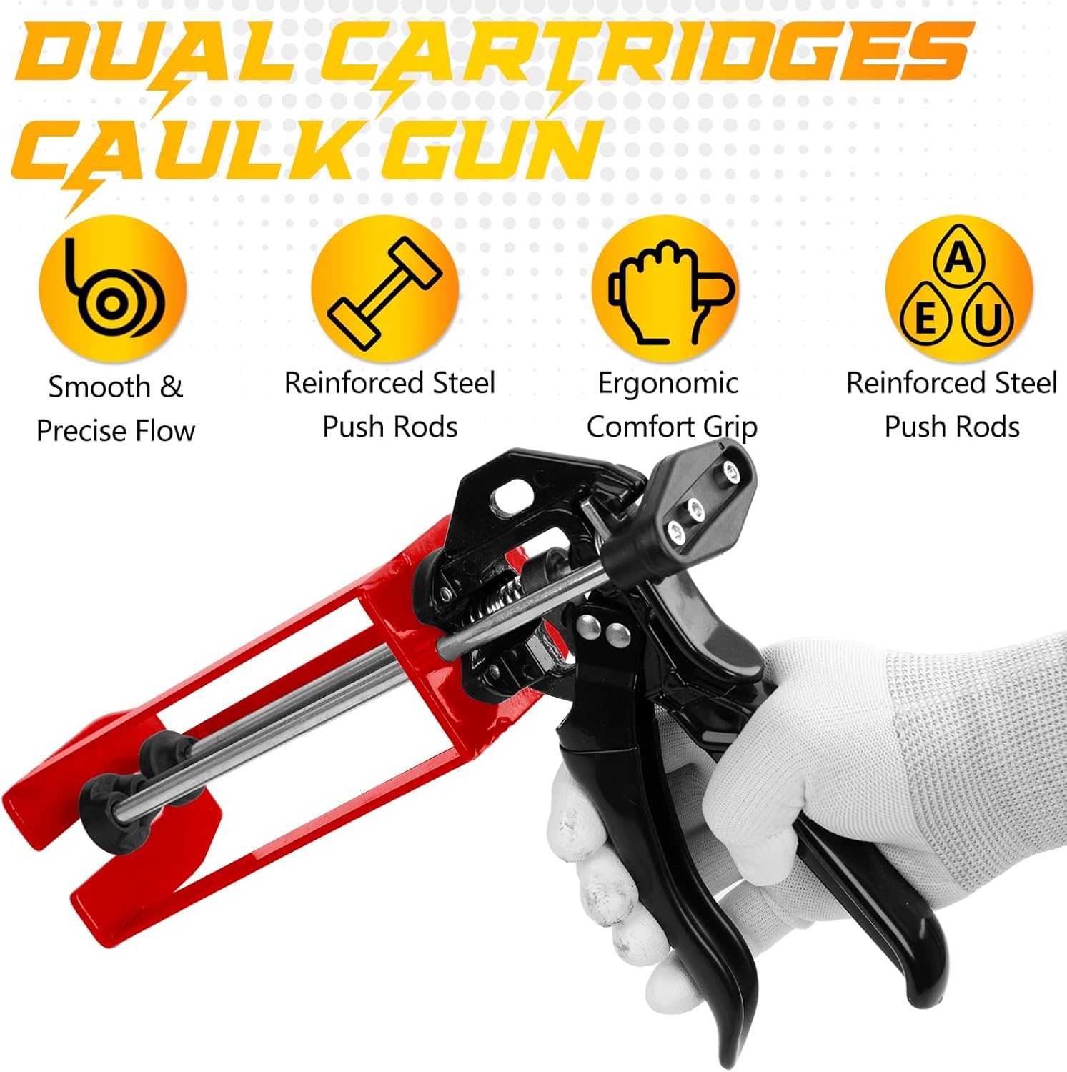 Epoxy Gun 200ml, Dual Cartridge Caulking Gun, Manual 2-Component Adhesive Applicator (1:1 & 2:1 Ratio) for Panel Bonding, Structural & Plastic Repair