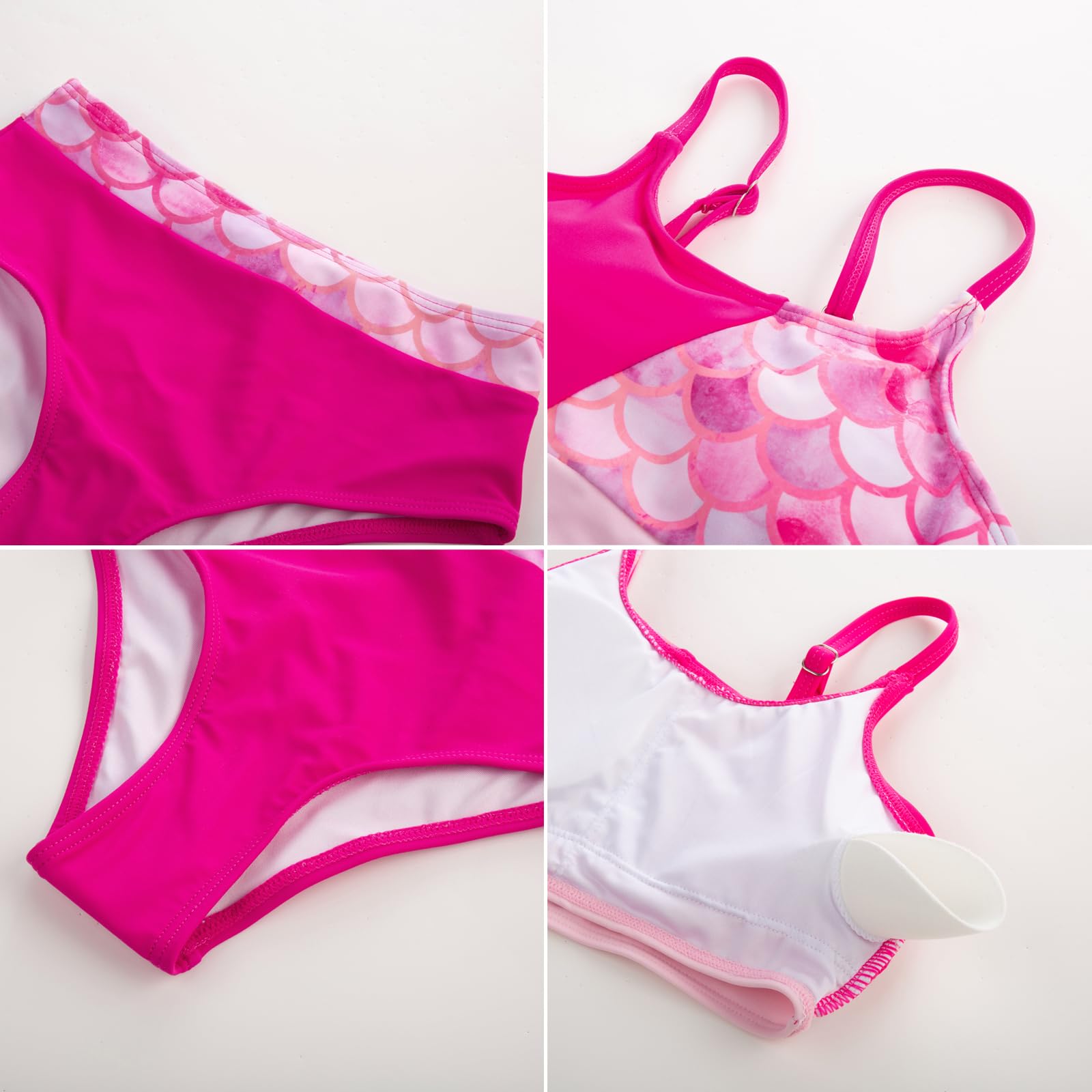 GRACE KARIN Letni kostium kąpielowy dla dziewczynek, 3-częściowy zestaw bikini strój kąpielowy, topy, slipy, narzuty do pływania, na urlop, do surfowania, na plażę
