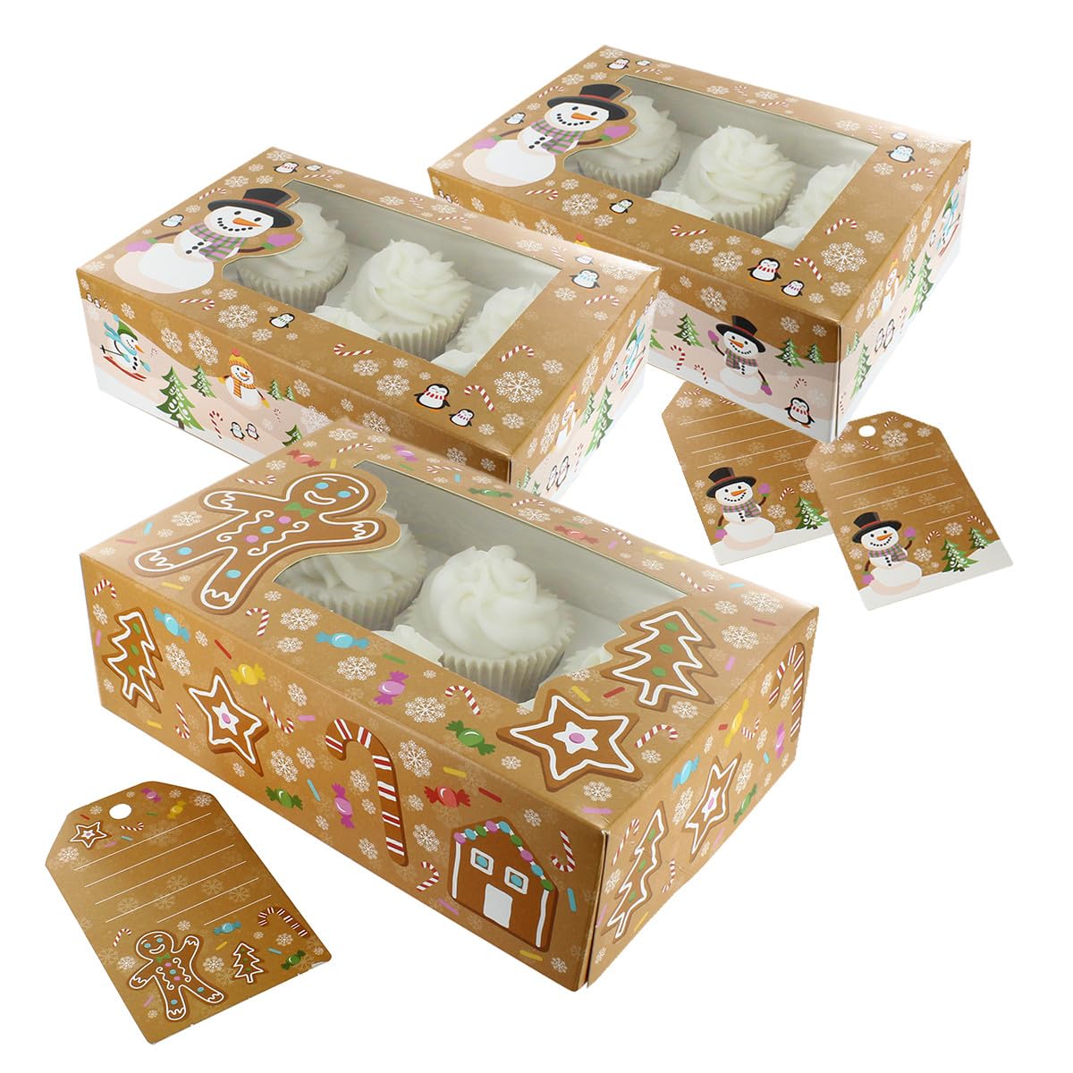 Christmas Cupcake Boxes & Gift Tags - 3 Pack -1