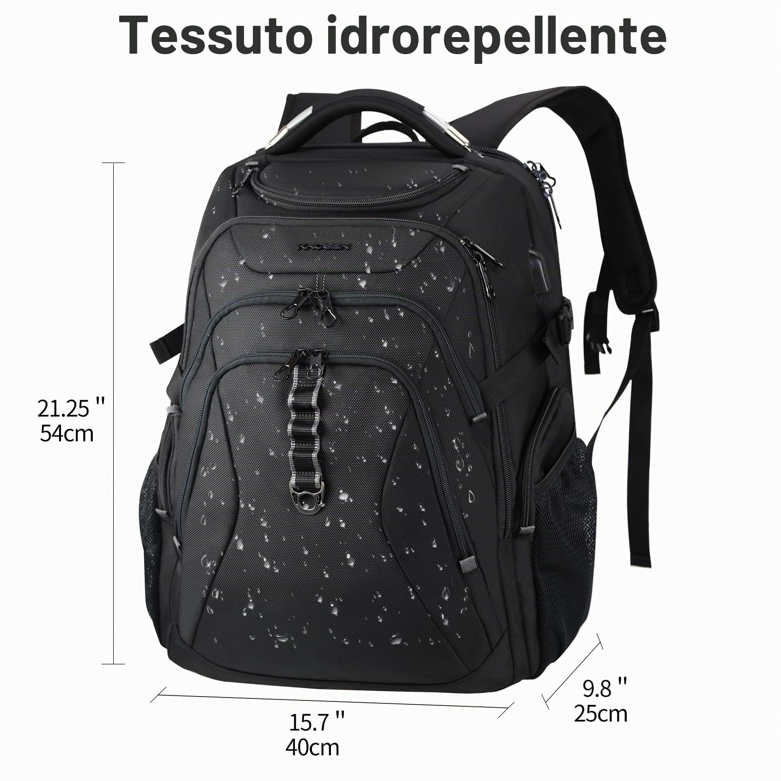 KROSER Zaino Business Porta Pc Zaino Per Laptop da 17,3 Pollici XL Zaino per Computer con Tasche RFID Saferoom con Guscio duro Daypack Idrorepellente Scuola Borsa per Laptop Viaggio/Uomo/Donna-Nero