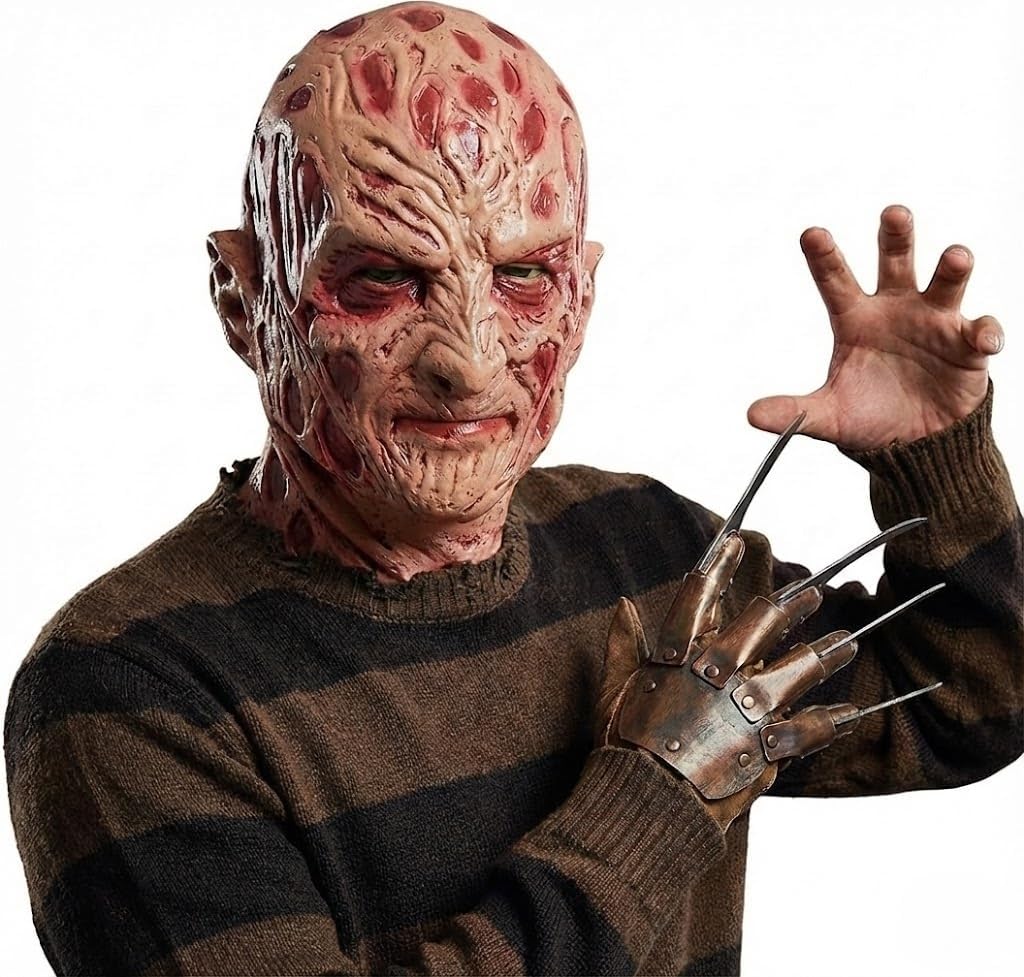 Halloween Horror Mask Scary Burnt Face Latex Headgear Realistic Scarred Man Costume Prop for Adult Cosplay Party