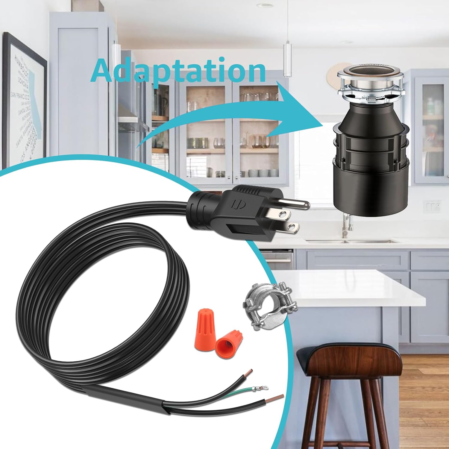 3ft Garbage Disposal Power Cord Installation Kit Repalce CRD-00 Compatible with Badger InSinkErator Food Waste Disposer