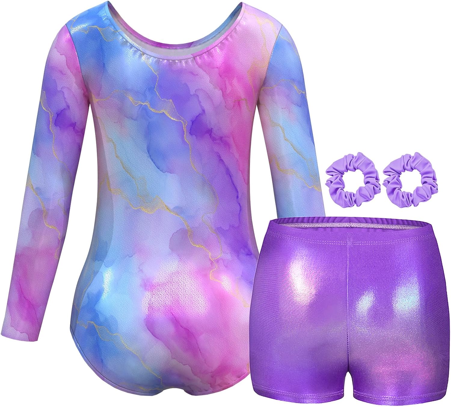 MOLLDAN Gymnastics Leotard for Girls Long Sleeve Biketard Unitard Tumbling Activewear for Kids
