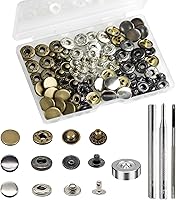 Vista 24 de 24 juegos de broches de presión de cuero resistentes, kit de BetterJonny, botones de presión de metal de 20 mm, remaches de cuero, con 4