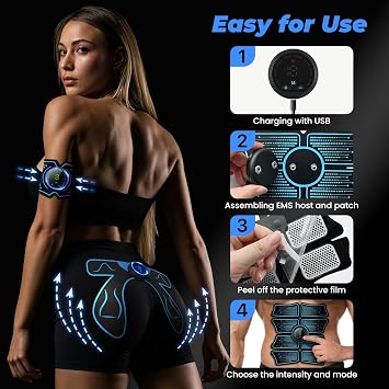Muscle Stimulator for Arms, Abdomen, Thighs and Buttocks - Body Control System, Abs Booty Trainer