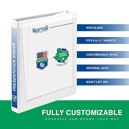 Vista 38 de Samsill (MP128567) - Carpeta de 3 anillos redondos de 2 pulgadas, fabricada en los EE. UU., con cubierta transparente personalizable para insertos