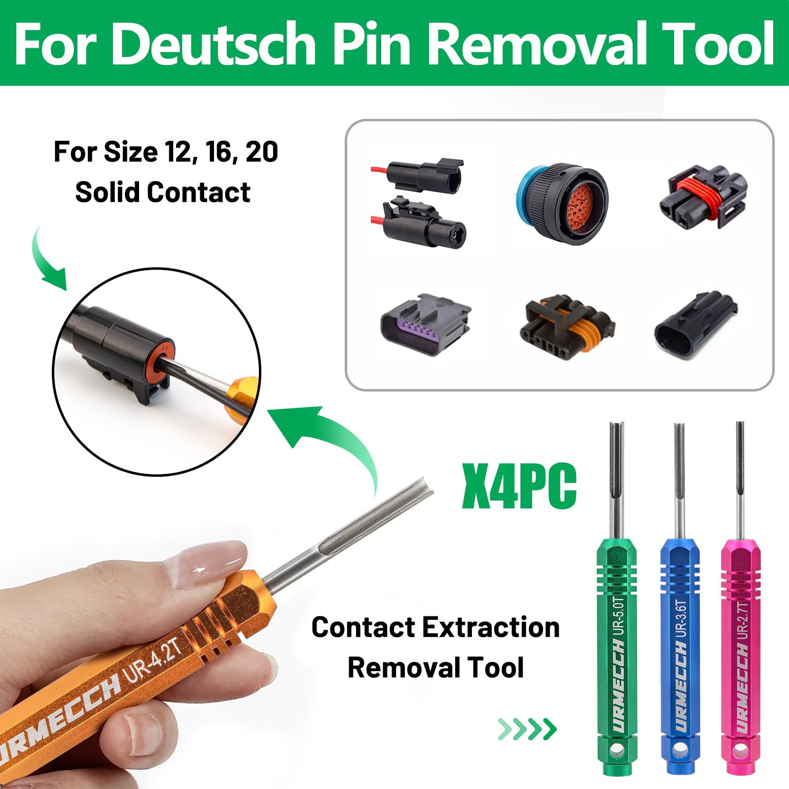 URMECCH Terminal Removal Tool Kit for Deutsch Connectors, Depinning Tools Electrical Pin Extractor with Magnetic Phillips Screwdrivers 32Pc