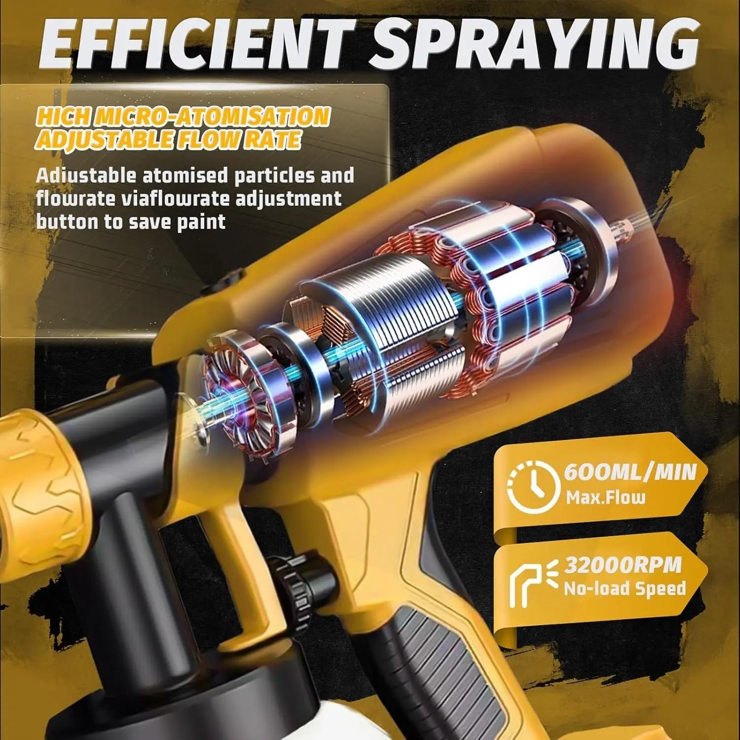 Metal Sprayer Lackierpistole Verdicktes Farbspray, elektrisches Sprühgerät, batteriebetriebenes kabelloses Farbspritzgerät