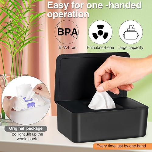 Miniatura 4 de Dispensador de toallitas para bebés, soporte para toallitas para bebés y adultos, mantiene el tejido húmedo fresco, funda de toallitas