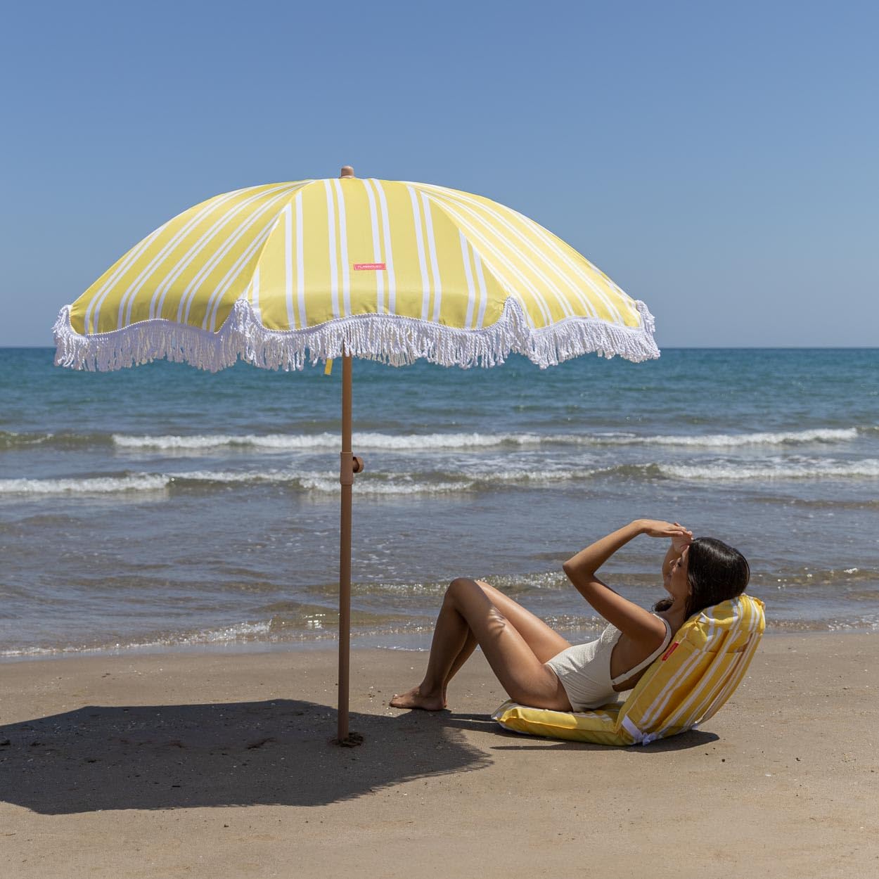 Flamingueo Grand Parasol, Plage, Piscine, Jardin Extérieur, Hauteur et Orientation Réglables, Protection UPF 50+, Polyester, Sac de Transport, 210 x 180 cm