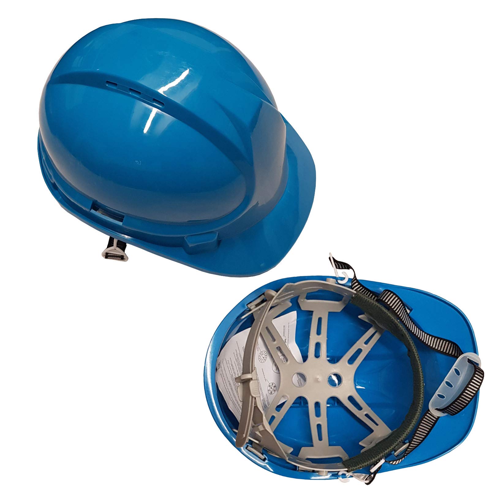 8 Point Safety Helmet Hard Hat Chin Strap Builders Construction Work (Blue)