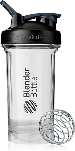 BlenderBottle Shaker Bottle Pro Series perfecta para batidos de proteínas y antes del entrenamiento, 24 onzas, negrotransparente (paquete de 15),