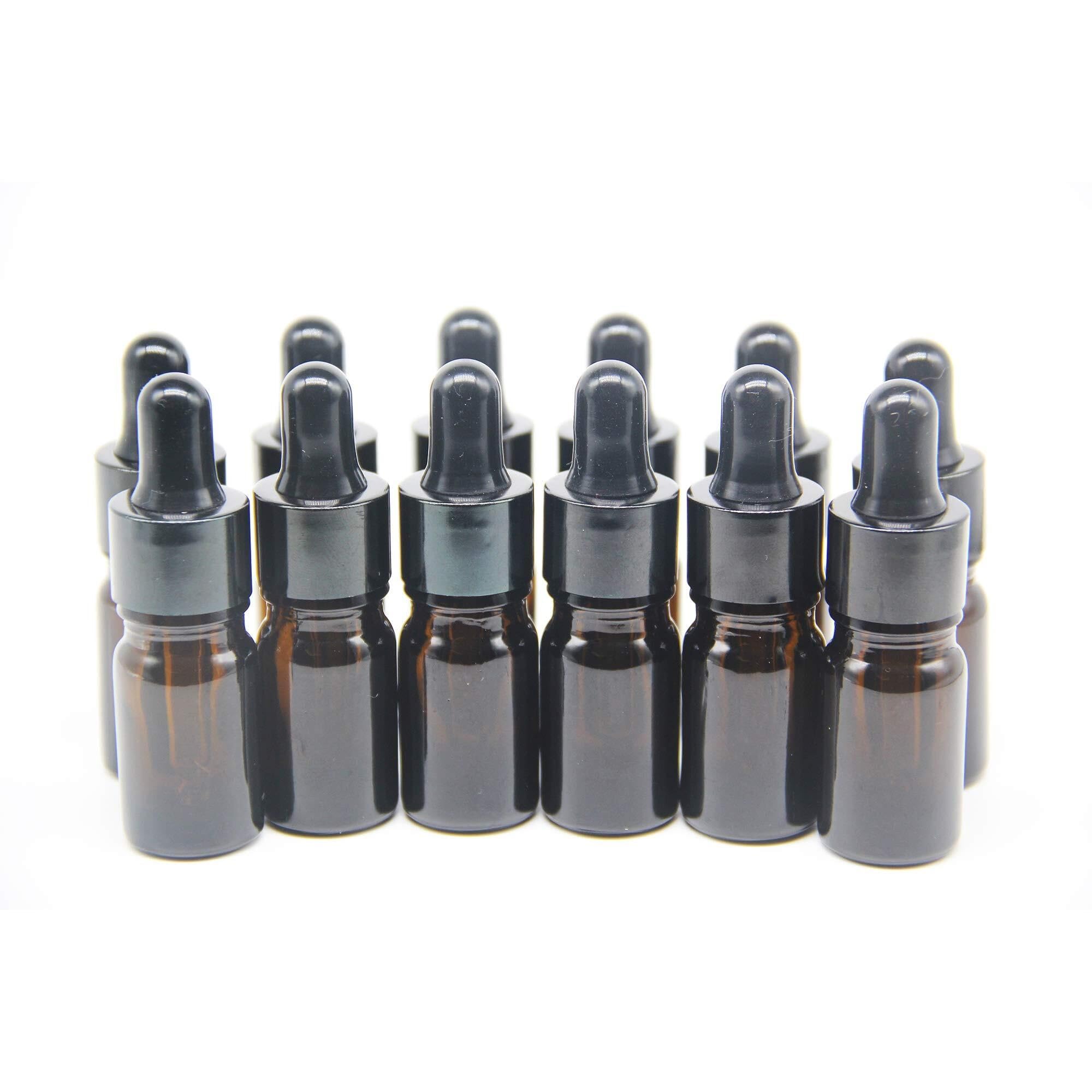 Bottiglie contagocce in vetro ambra 30ml con protezione UV per oli essenziali – Confezione da 6, pratiche per viaggi(Transparent,30ml-18)