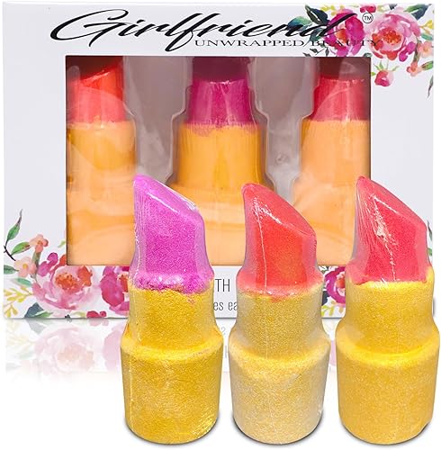 Bombas de baño con lápiz labial I 3 bombas de baño perfumadas grandes hechas a mano para mujeres y niñas, niños, regalos de relajación de spa para