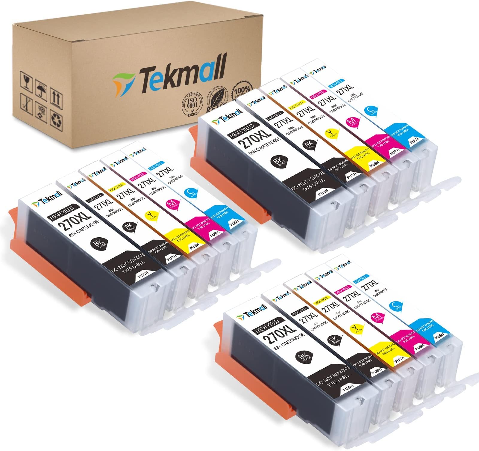 Tekmall Compatible Ink Cartridges Replacement for PGI-270XL CLI-271XL Work with PIXMA TS5020, TS6020, MG6821,MG5720, MG5721,MG5722,MG6820,MG6822 Printers-15Packs (3Sets Without Gray)