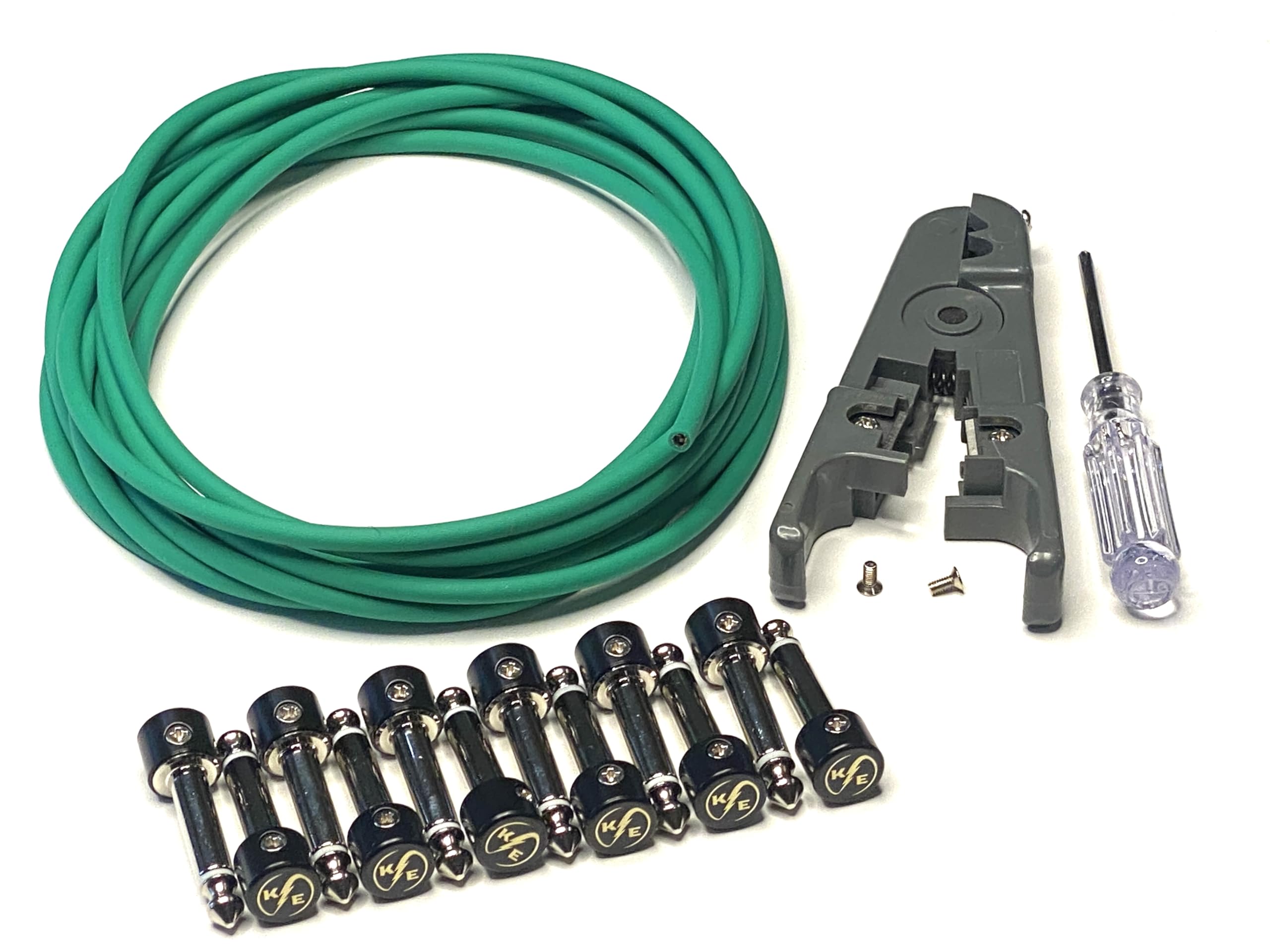 Lötfreies Gitarren-Pedal-Patchkabel-Set, 6 Stück, um DIY-Kabel für Pedalboard herzustellen (grünes Kabel-Set)