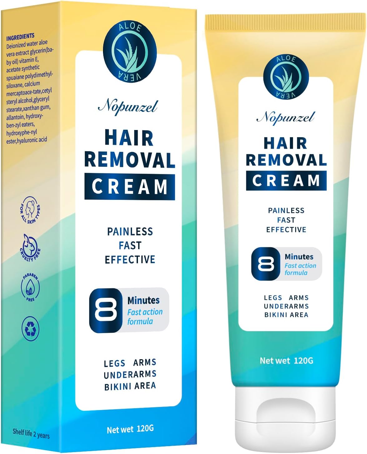 Product image of Hair Removal Cream: Hair Removal for Women and Men - Sensitive Intimate Hair Removal - Painless Depilatory Cream - Private Areas Pubic Areas Bikini Body Legs Arms Underarms - All Skin Types - 120g