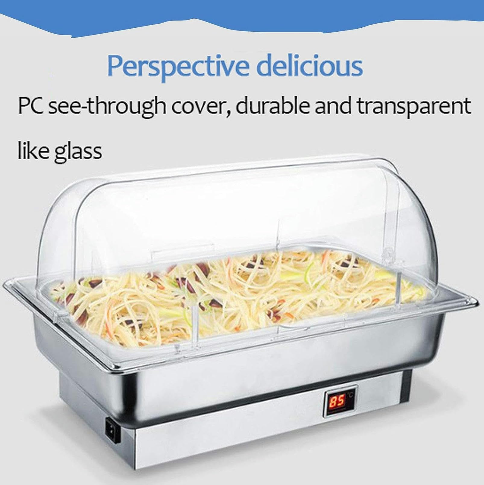 Scaldavivande Elettrico Acciaio Inox, Chafing Dish, Contenitore Termico Scalda Cibo Chafing Dish da Tavolo Elettrico per Mantiene in Caldo i Cibi del Buffet