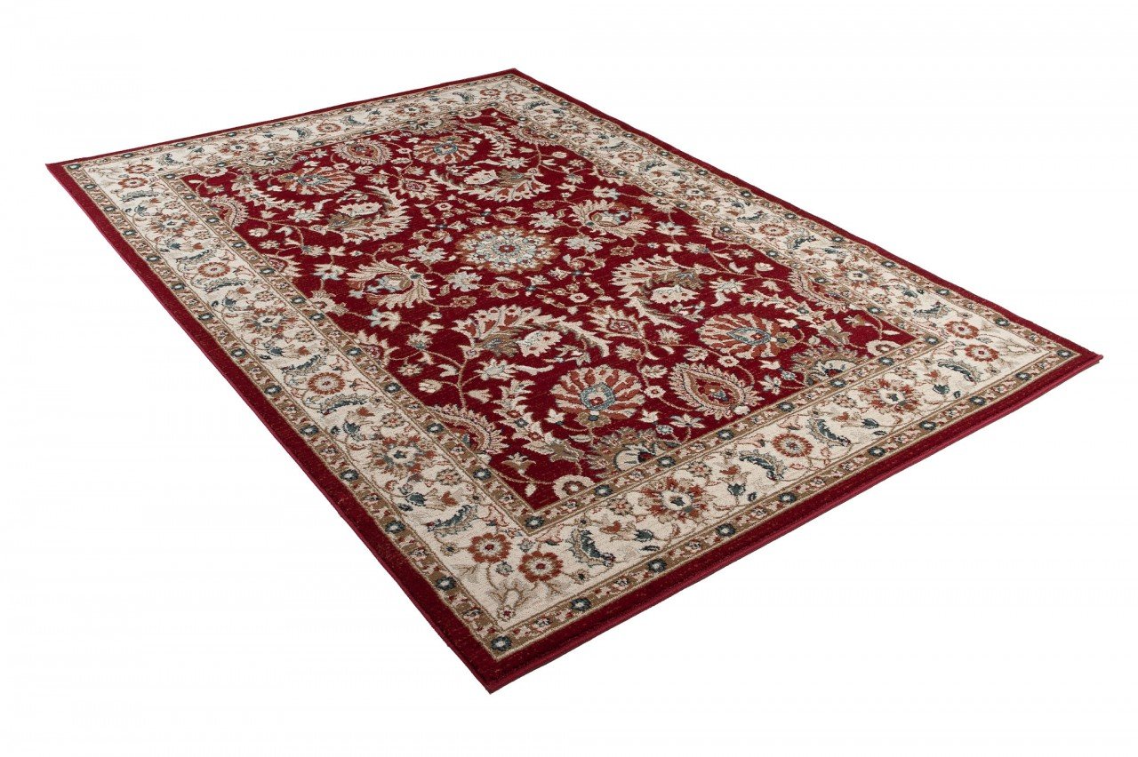 TAPISO Dubai Tappeto Tradizionale Pelo Corto Soggiorno Design Classico Motivo Floreale Ornamenti tonalità Rosso Beige Salotto Sala Camera Ufficio Oeko-Tex 80 x 150 cm
