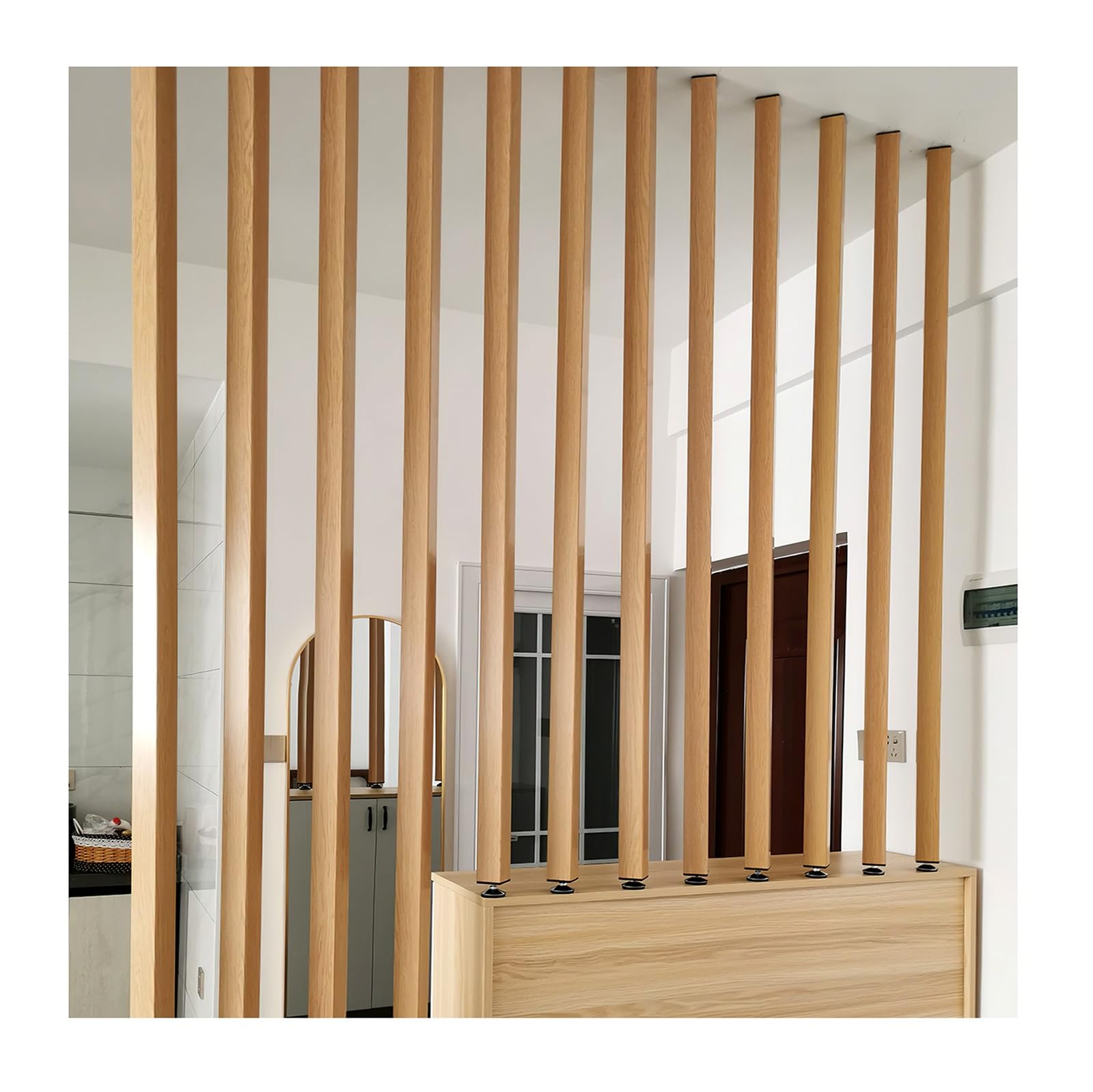 Floor to Ceiling Wall Post Partitions Screens， Metal Slat Room Dividers Floor to Ceiling Wall Partitions Multiple Sizes Packs(6root,190cm/74.8in/6.23ft)