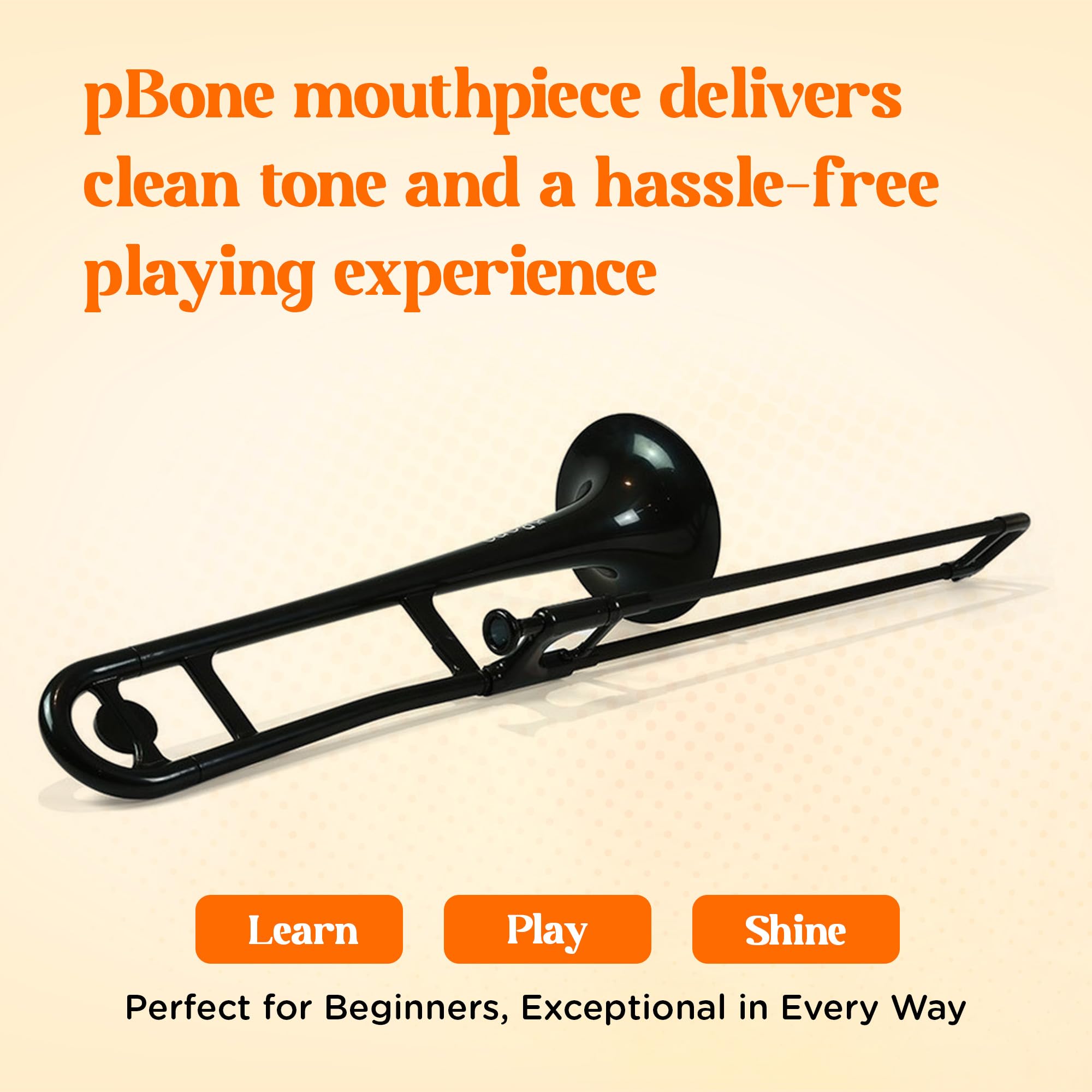 pBone Embouchure Trombone anti-bactérienne 6 1/2 Petite perce noir