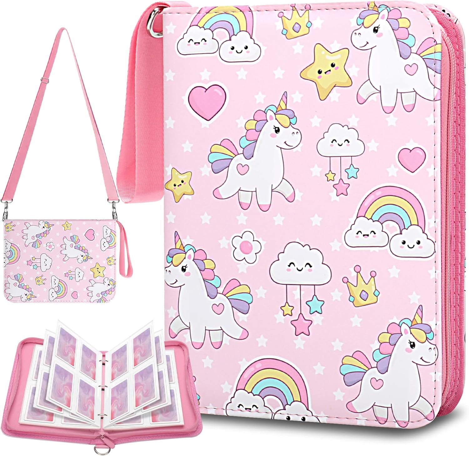 Card Binder 400 Pockets, Othran Trading Card Binder 4-Pocket with Shoulder Strap and Zipper for Boys & Girls Trading Game Sports Cards Organized