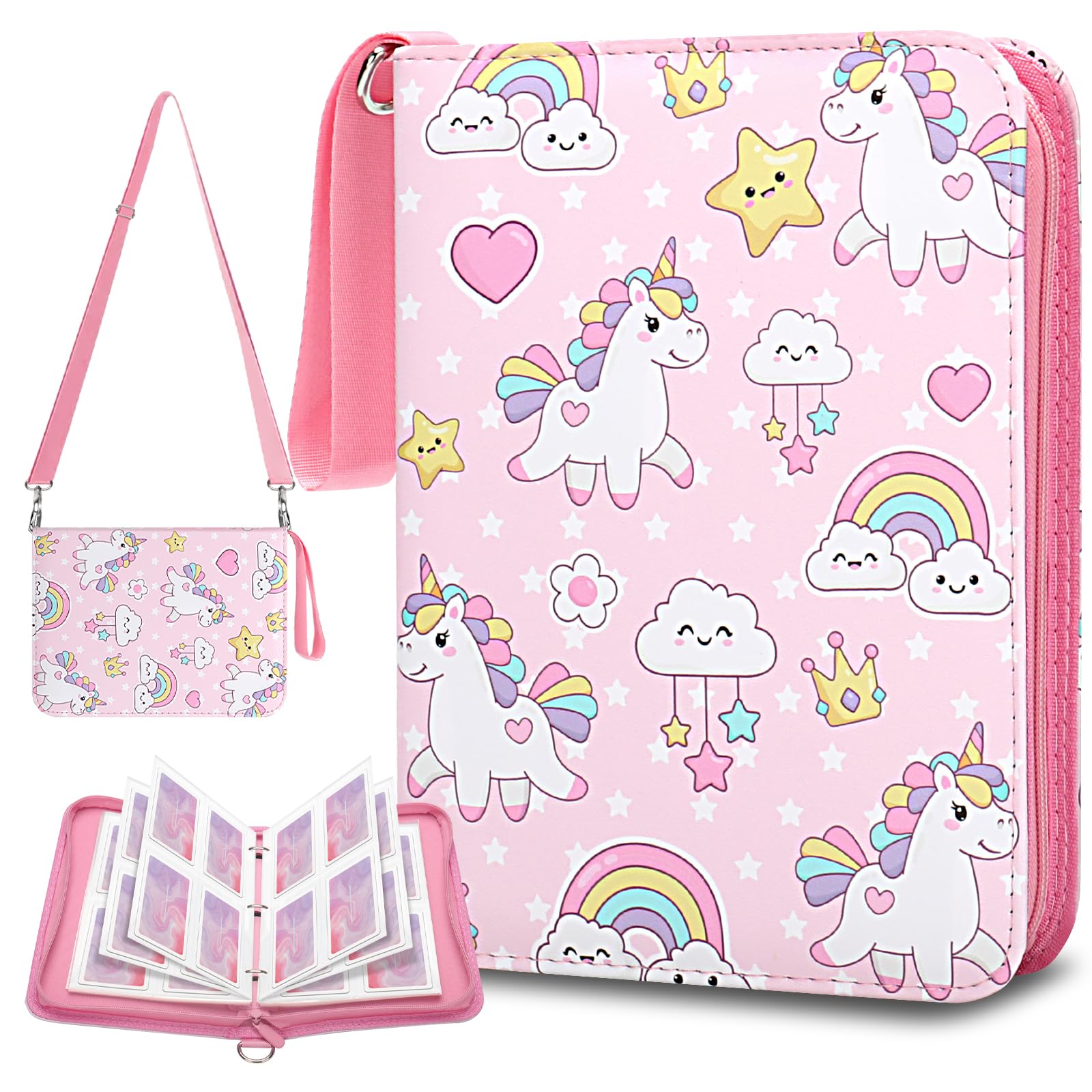 Card Binder 400 Pockets, Othran Trading Card Binder 4-Pocket with Shoulder Strap and Zipper for Boys & Girls Trading Game Sports Cards Organized