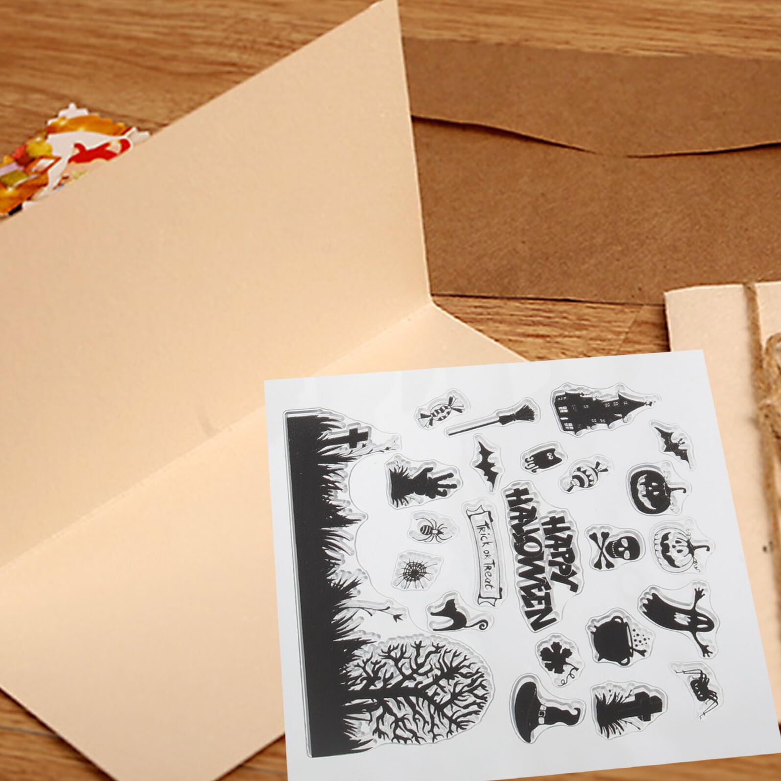 Angoily 10 Piezas Sellos Transparentes de Silicona para Halloween con Motivos de Bruja y Calabaza para Scrapbook Manualidades DIY Álbumes y Decoración Temática de
