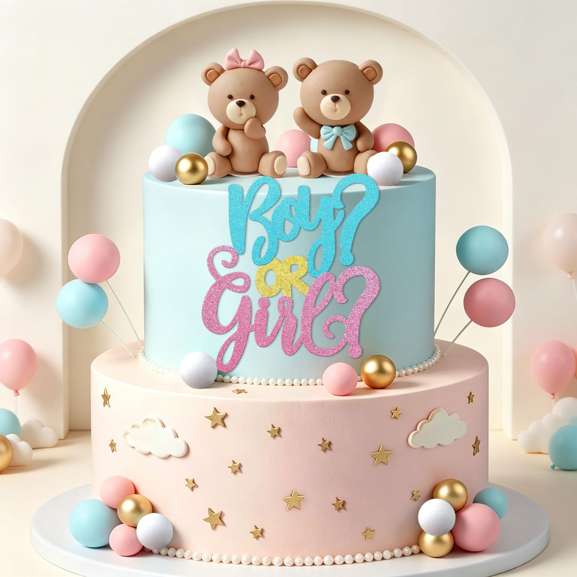 Pink Blue Gender Reveal Cake Toppers Boy or Girl Cake Decoration