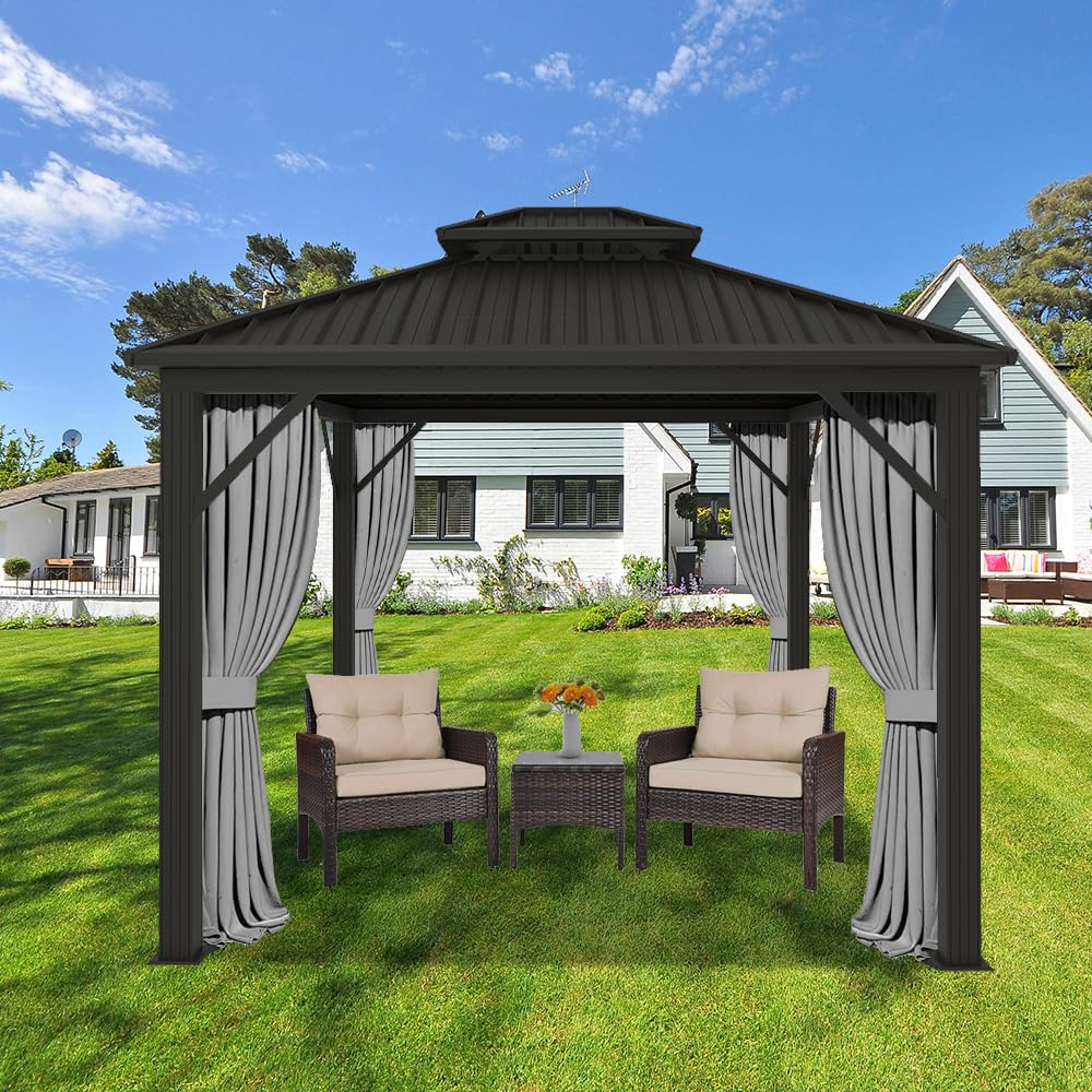 4 Pannelli Laterali Per Gazebo Universali Con Cerniera – Tenda Privacy 100% Poliestere 180g/m² – Kaki 10'x13' - 3