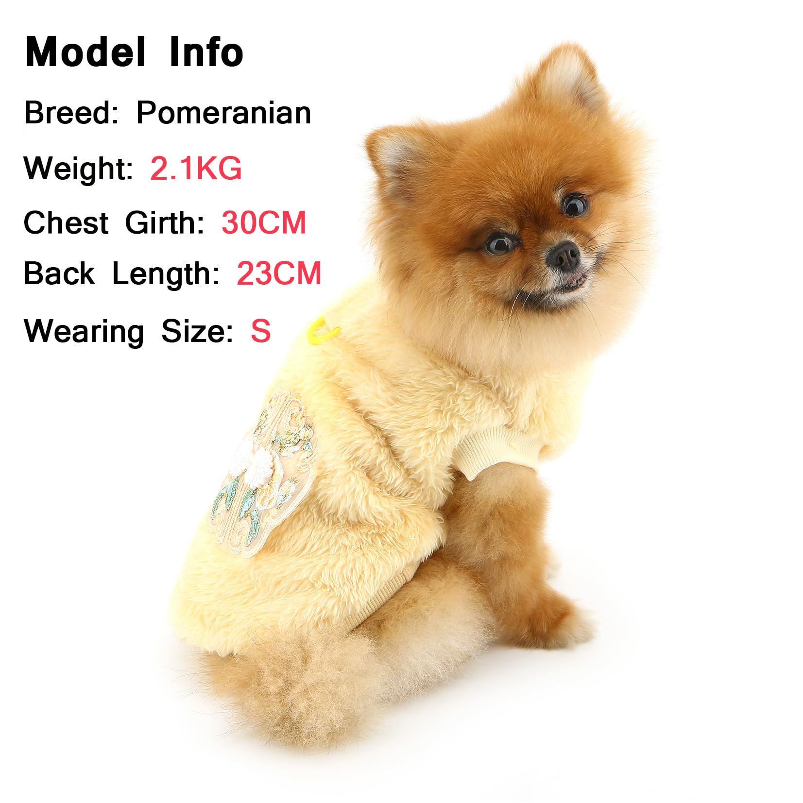 SMALLLEE_LUCKY_STORE Fleece Dog Sweater for Small Dog Pet Sweatshirt with D-Ring Chinese New Year Clothes Puppy Pullover Warm Winter Fall Chihuahua Yorkie Apparel, Yellow, XXL
