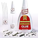 Waterproof Super Glue for Ceramic - Ceramic Glue Repair for Pottery, No Smell After Cure. Best Cyanoacrylate Based Adhesive for China and Porcelain - Cap Color May Vary (Blue or White)