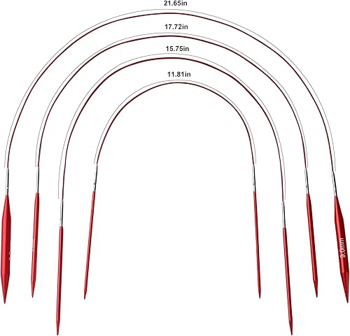 Miniatura 3 de LOOEN Juegos de ganchos ergonómicos de ganchillo kits de 41 piezas con 26 agujas de tejer circulares de aluminio rojo suministros adicionales de