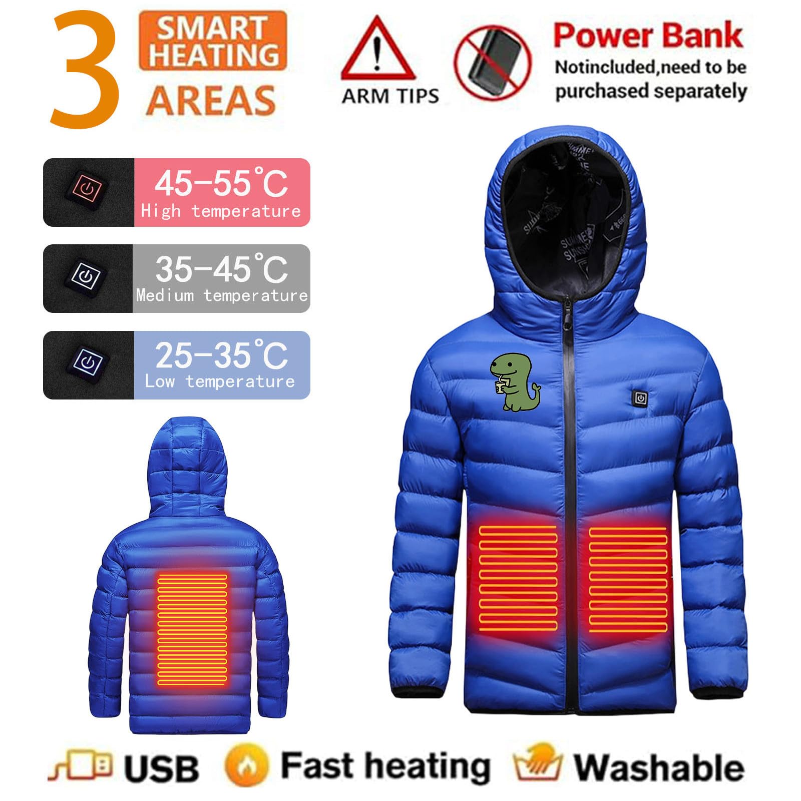 Giacca Riscaldato per Bambino 2026 Riscaldata USB Cappotto con Cappuccio