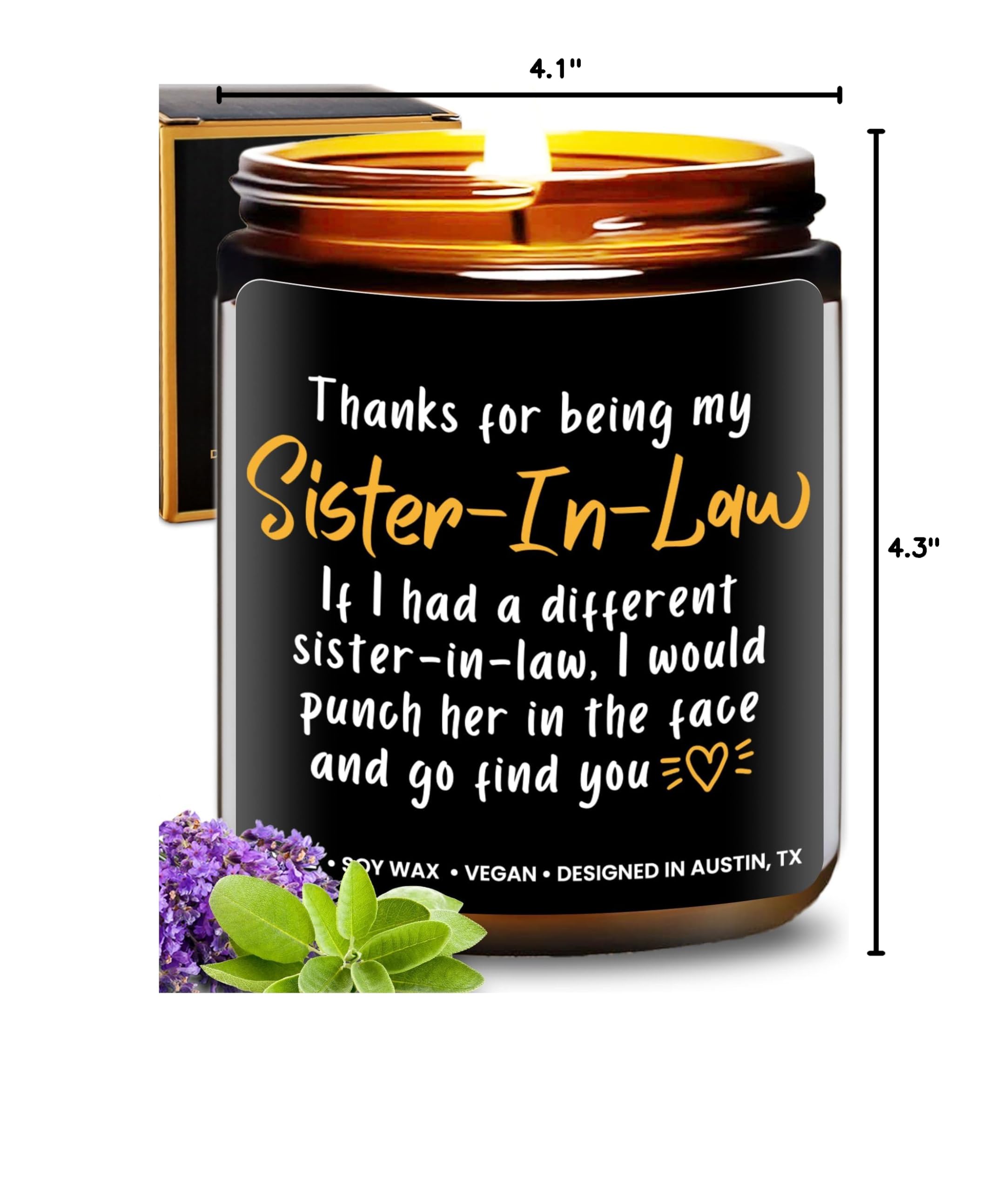 Funny Sister-in-Law Candle, Unique Sister in Law Birthday Gifts, Best Bonus Sister Presents, Thoughtful Gift for Her, Ideal for Christmas, Gift-Ready