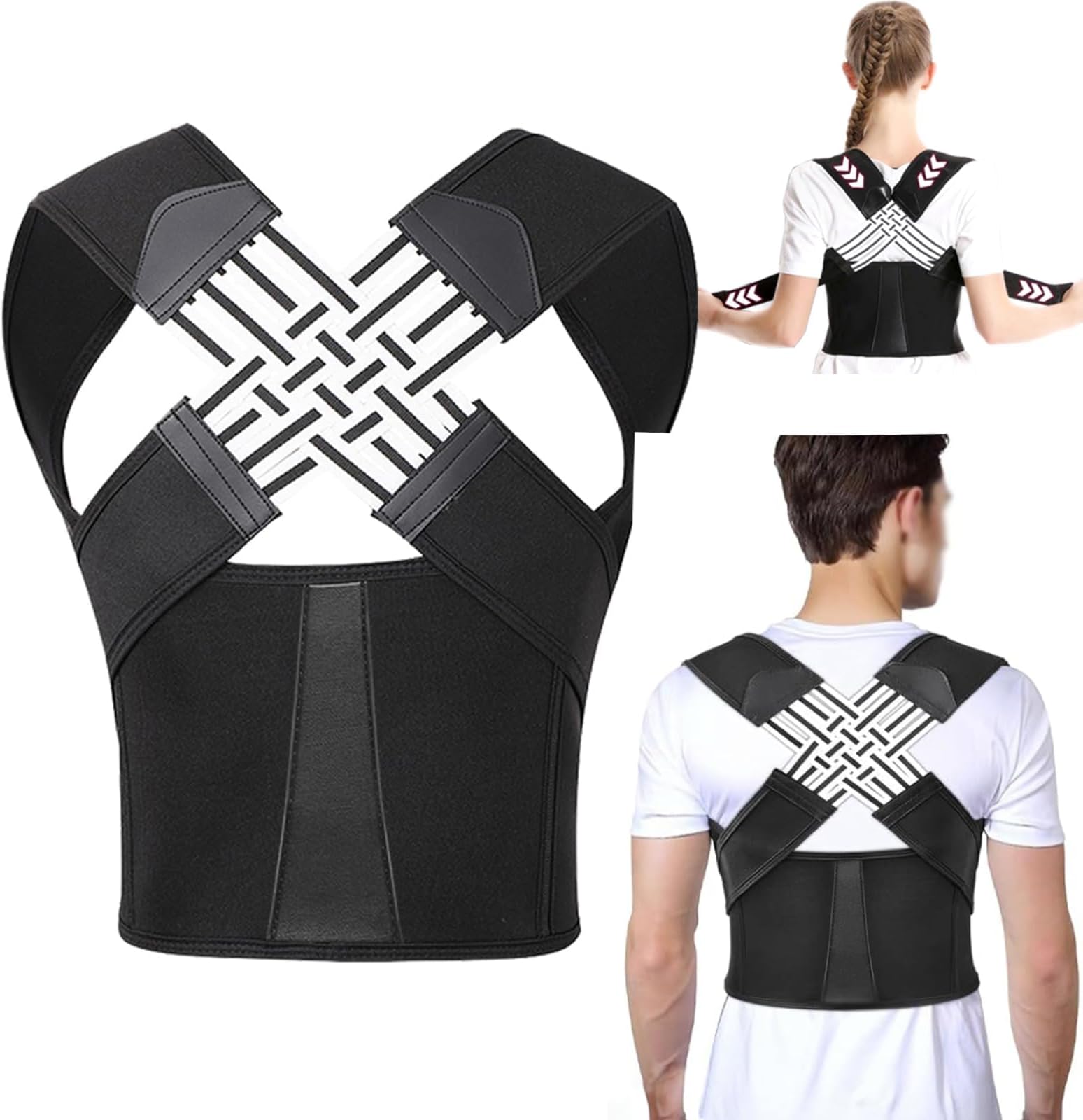 - ZEDAN Neoprene Posture Corrector Belt for Men & Women | Adjustable Shoulder & Back Support Strap | Clavicle Support Brace | Helps Encourage Upright Posture | Lightweight Upper Back Support | Universal Size Belt